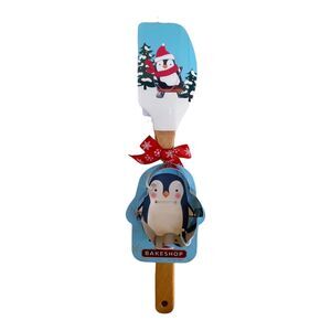 NEW Bakeshop Christmas Skiing Penguin Spatula Cookie Cutter Baking Gift Set